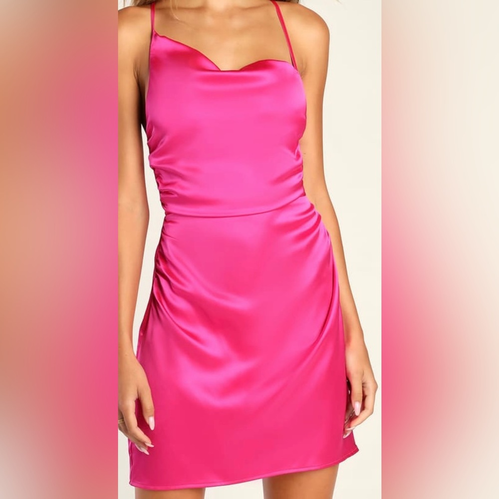 NWT Lulus Pink asymmetrical backless dress size large